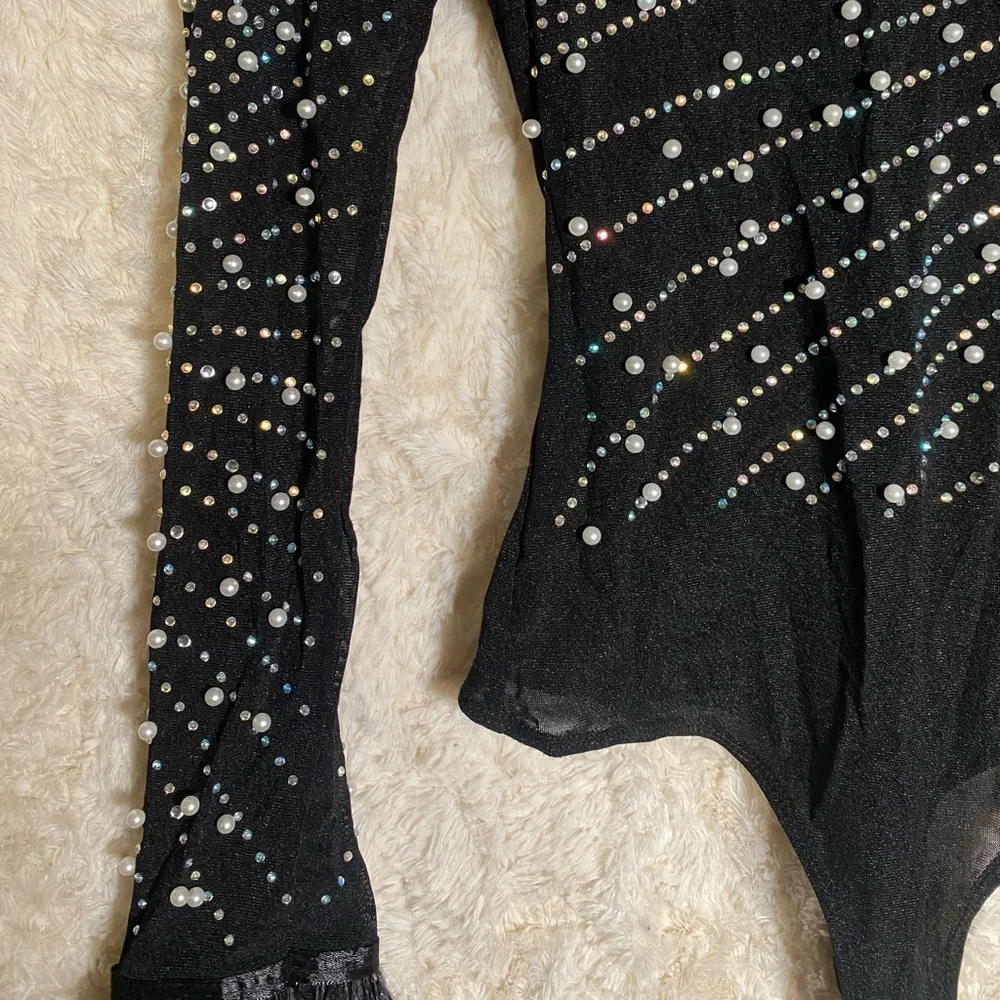 Rhinestone Bodysuit Mesh - Picture 3 of 4